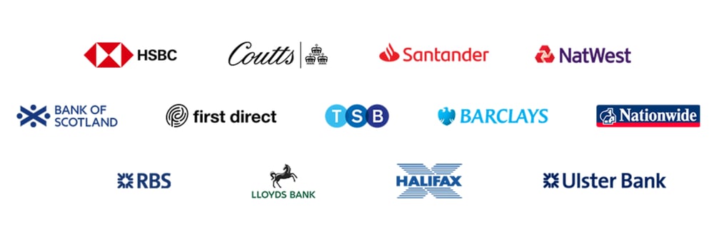 We partner with all the major UK high-street banks